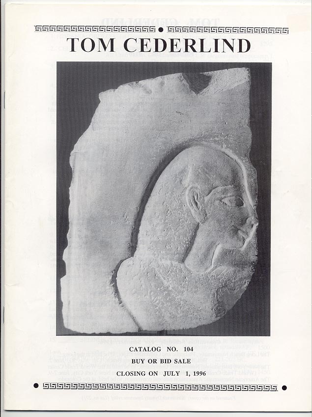 Tom Cederlind Buy Or Bid Sale Catalog Number 104 July 1996