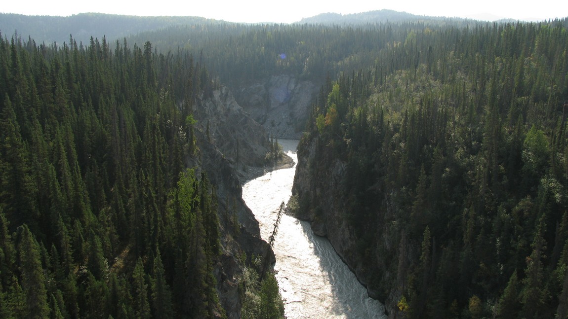 Looking down from the Kuskulana Bridge