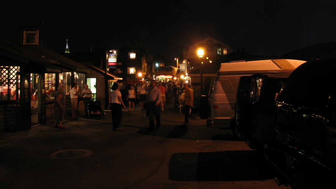 Activity at night in the Bannister's Wharf