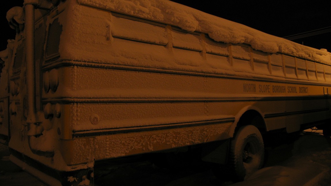 Frozen school bus