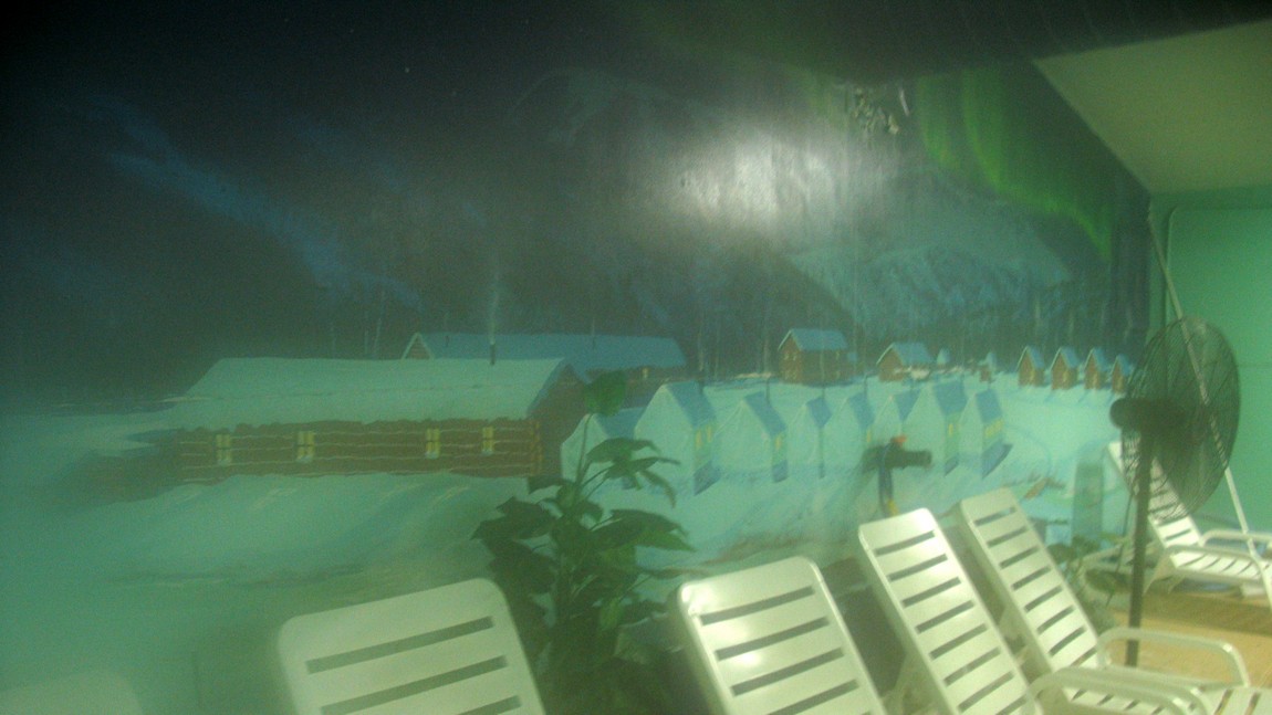 Painting behind the indoor pool