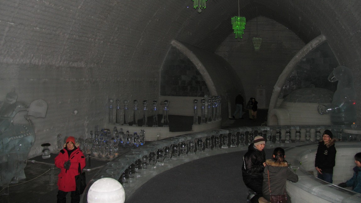 Ice Hotel lit up