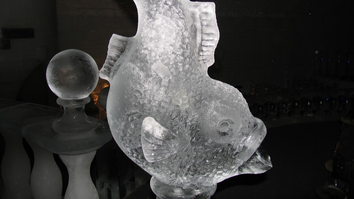 Fish ice carving