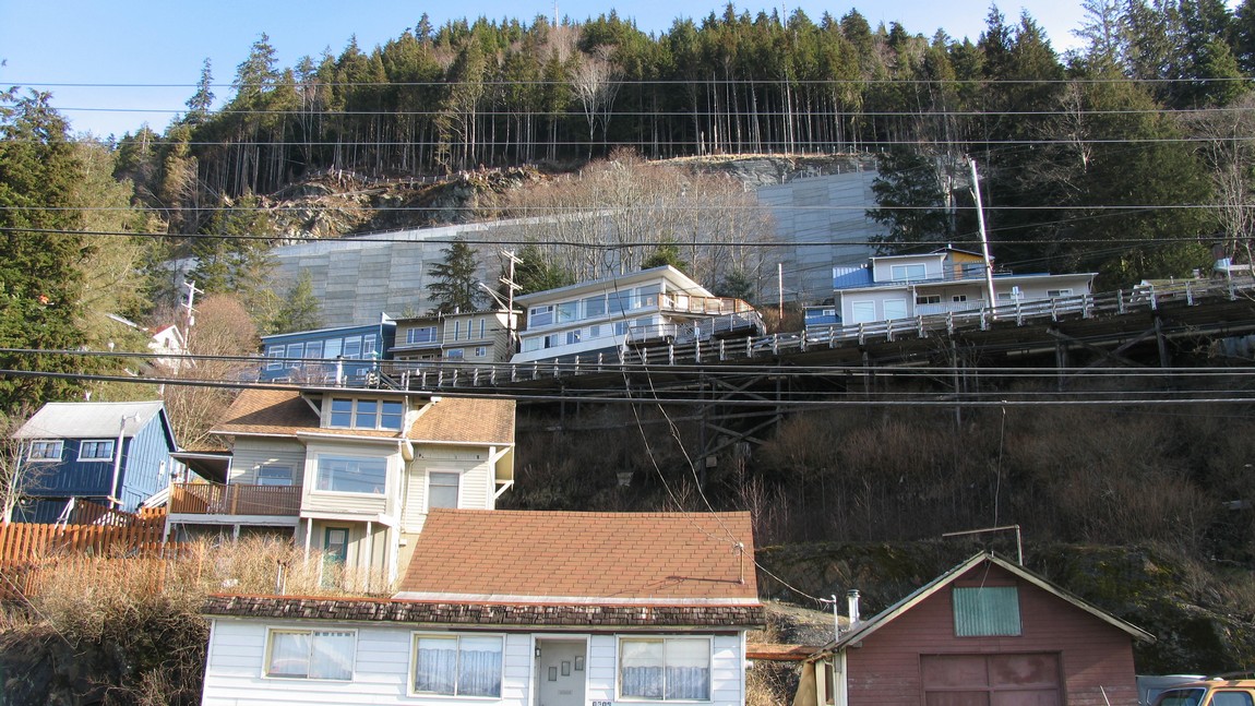 Houses perched on the hillside