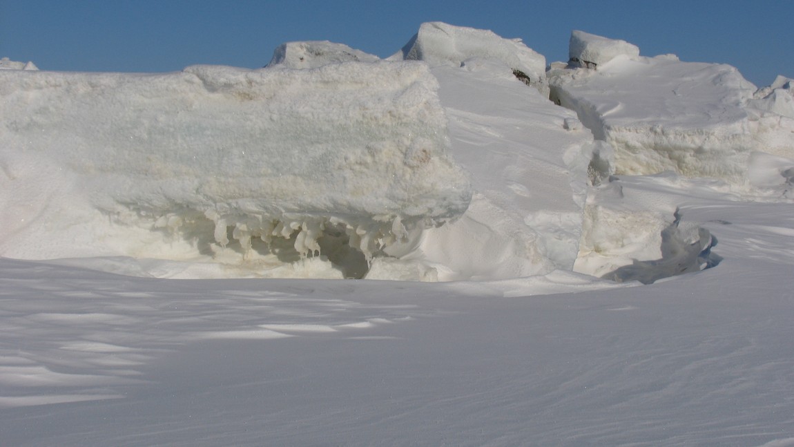 Four foot thick slabs of ice