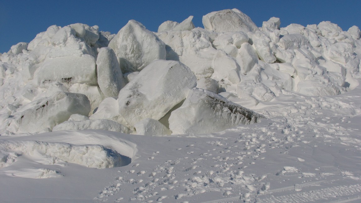 Walking up to the pressure ridge