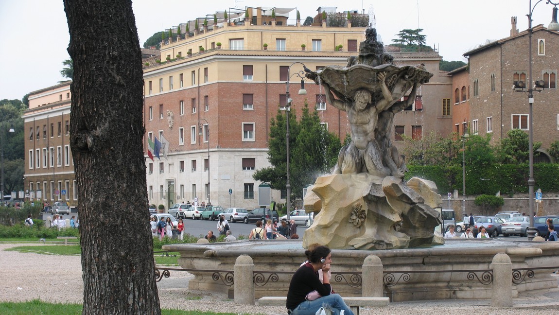 Fountain next to the Roman Colosseum