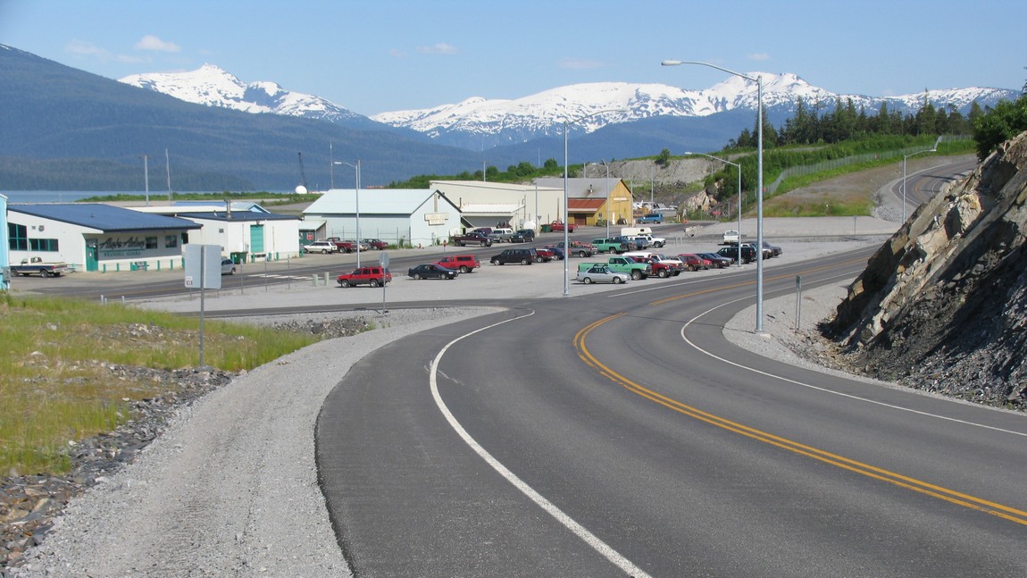 Walking toward Wrangell airport