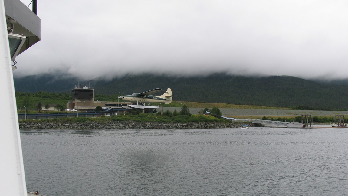 Small airplane taking off