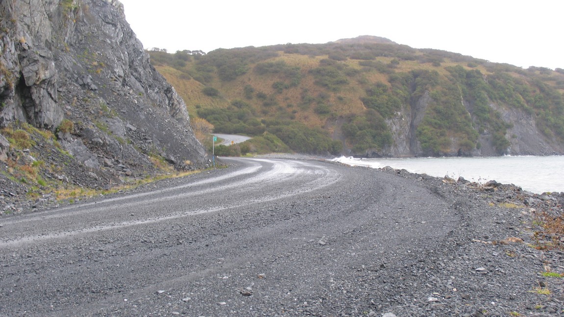 Driving next to Pasagshak Bay