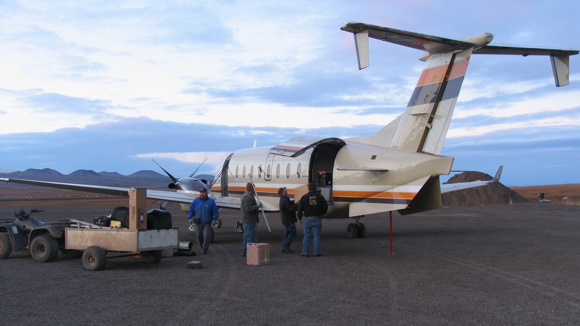 Unloading our airplane