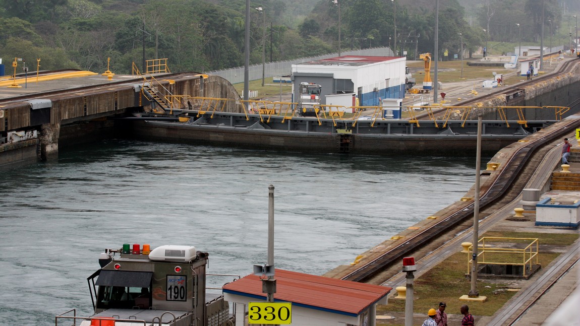 Closed doors from the water filled side