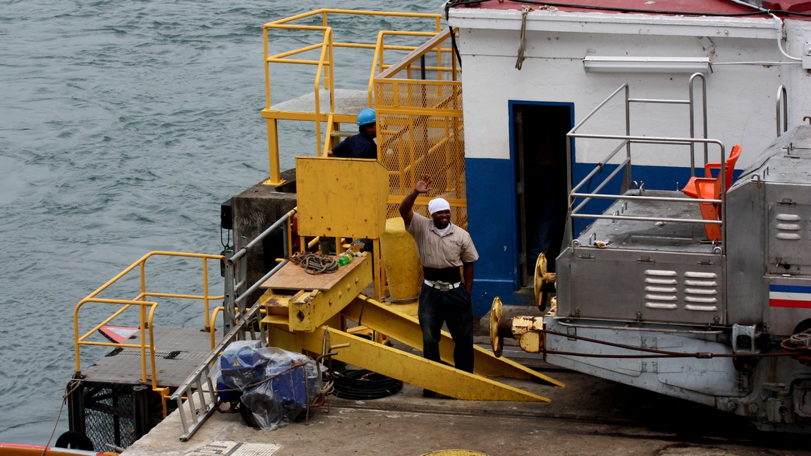 Worker waving hello