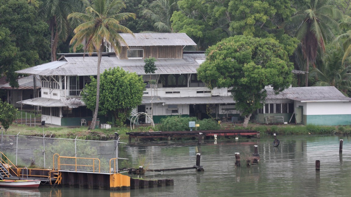 Neat looking building near the lock