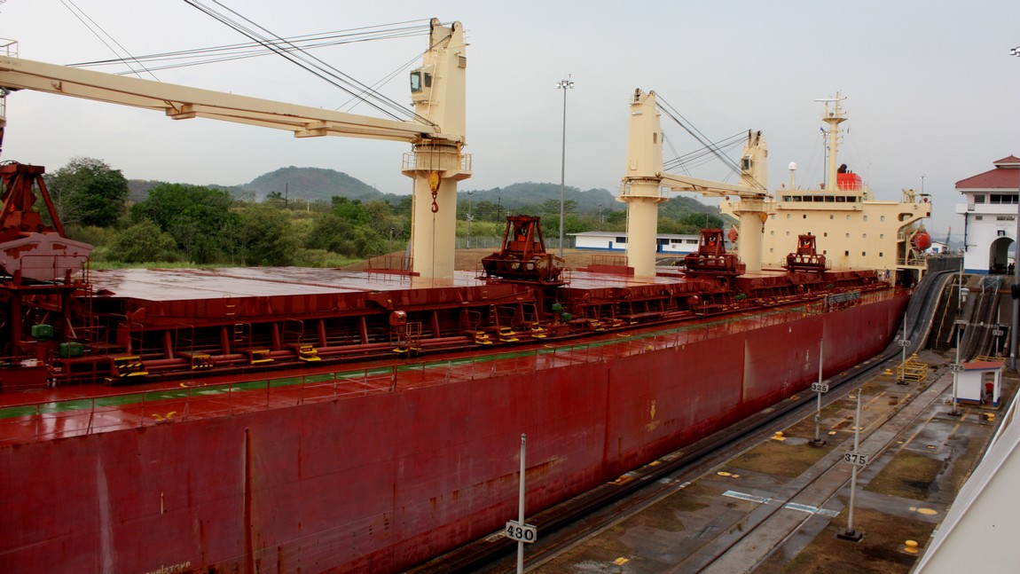 Ship in the lock parallel to ours