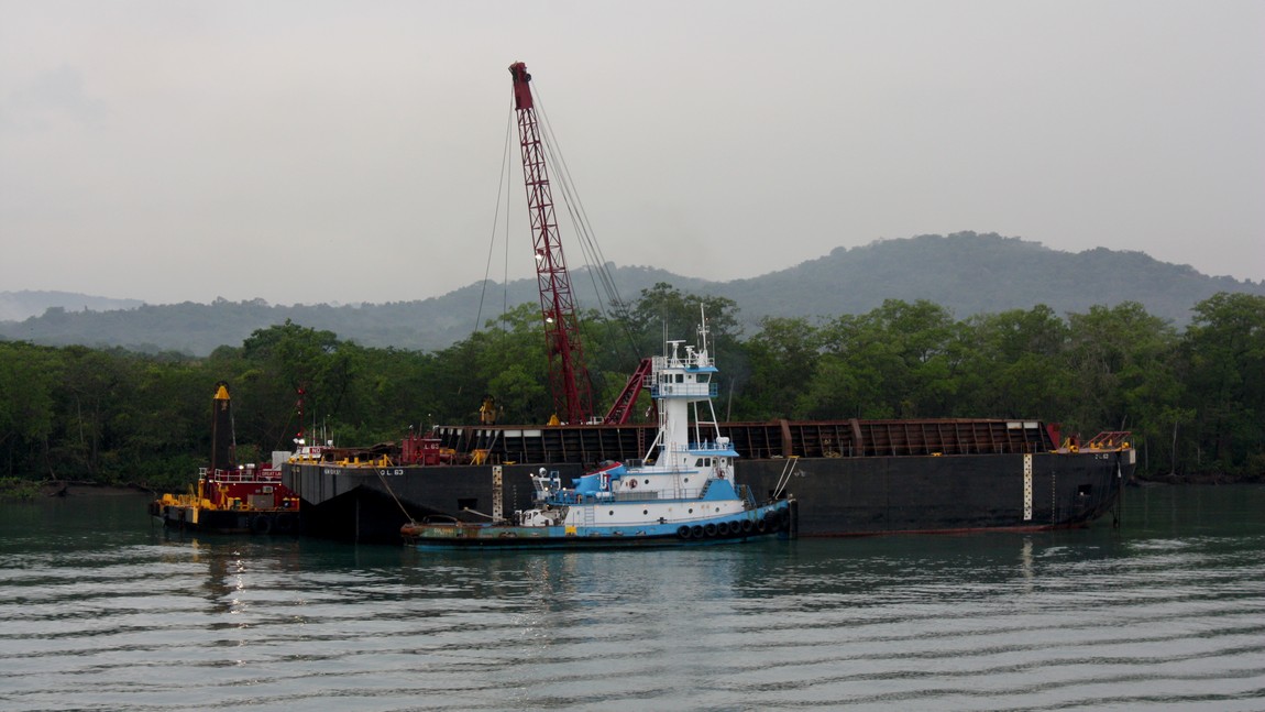 Variety of ships near the canal