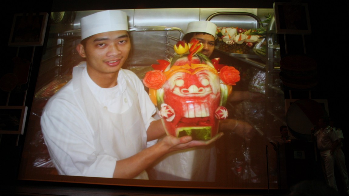 Fruit carving in the galley