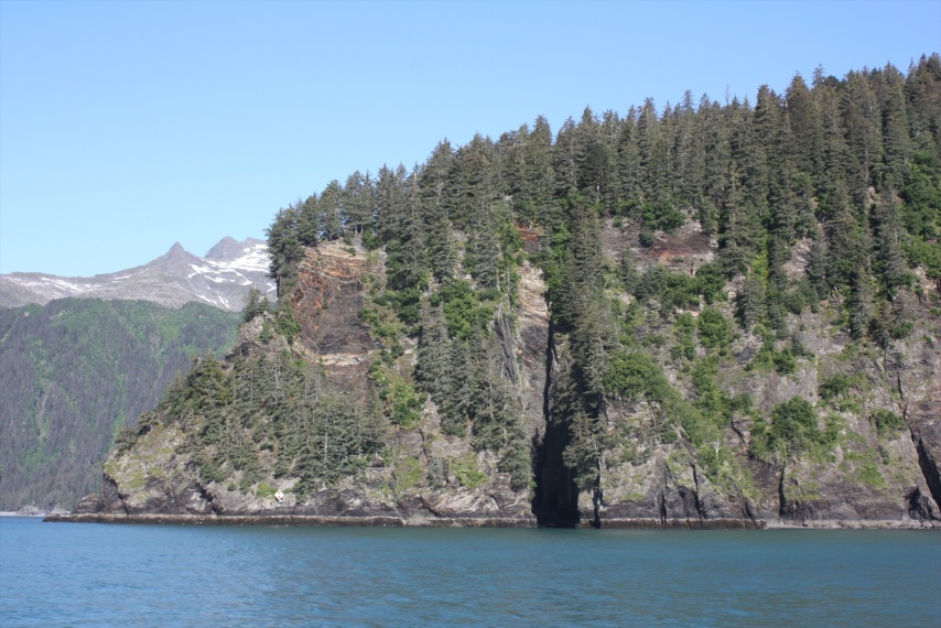 Neat rock formations visible as we exit Resurrection Bay