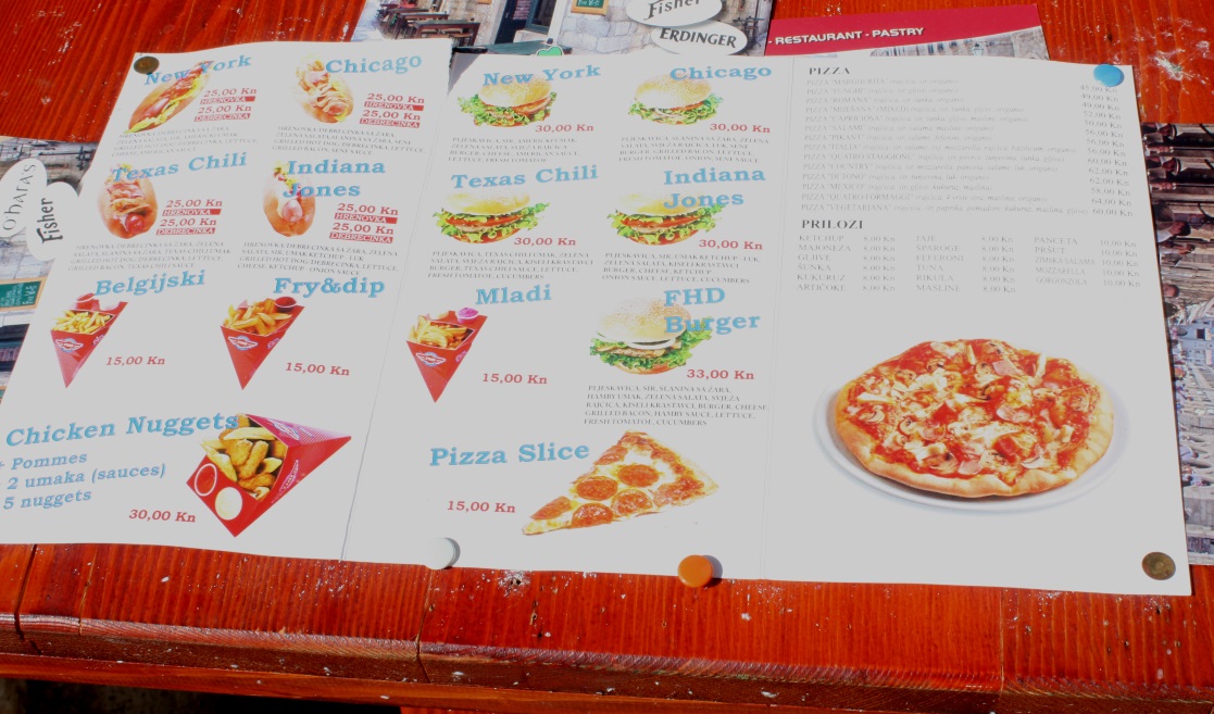 Displaying a menu outside