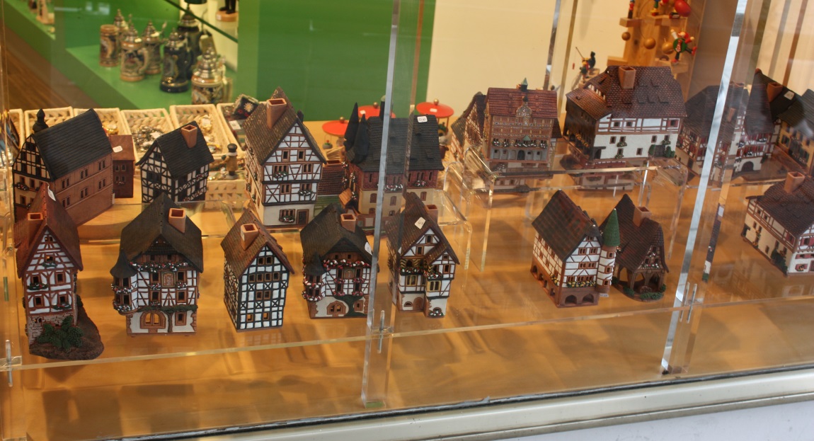 Model houses in a shop window