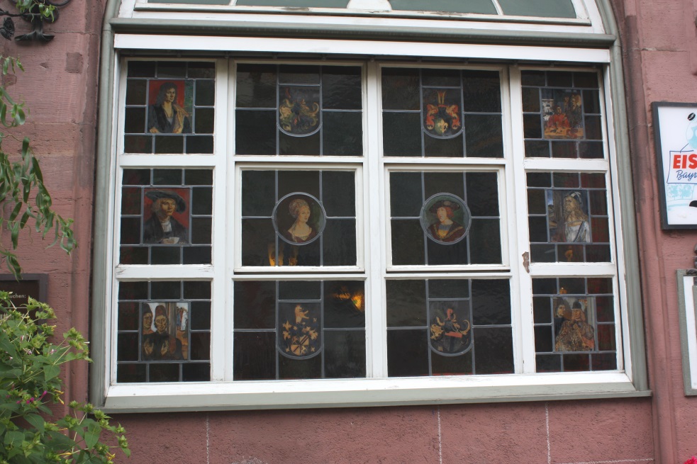 Painted windows at the Haus Wertheym restaurant
