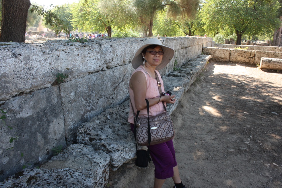 Sitting on a 2000 year old bench