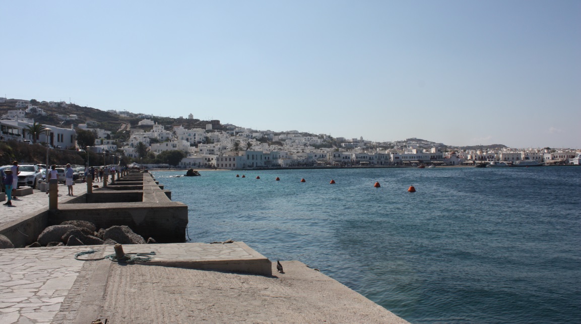 The busses drop us off at the Mikonos ferry dock