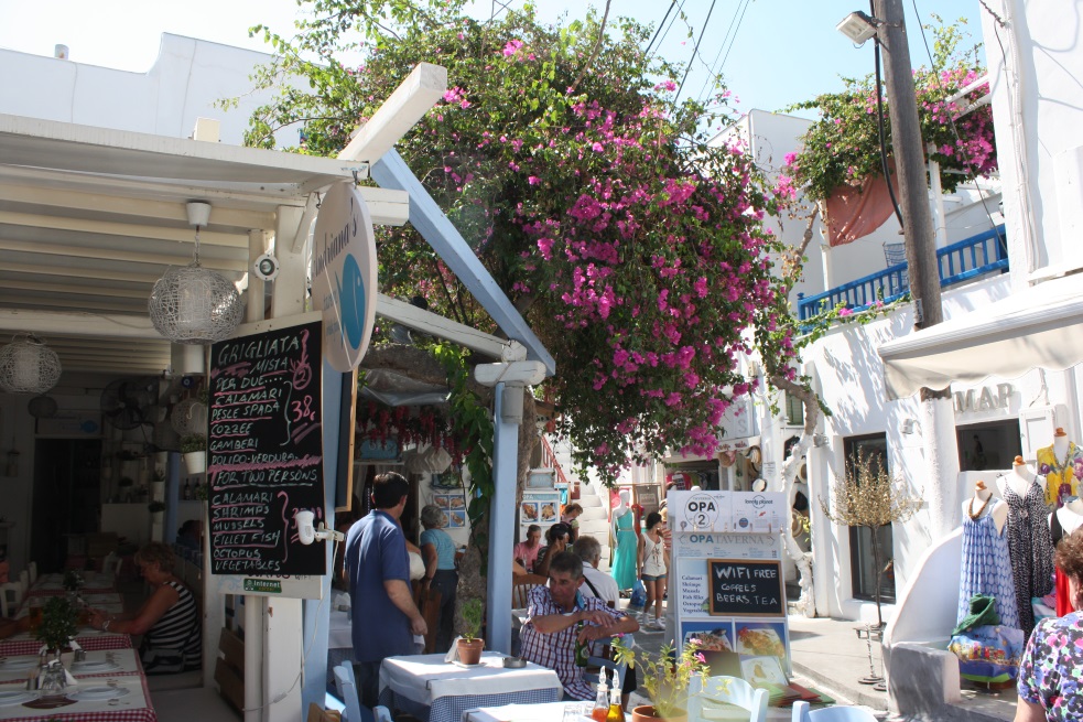 Walking from Opa Taverna toward Kalogera Street