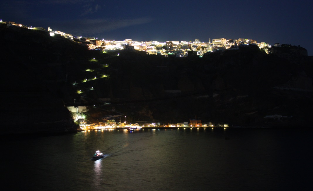 Fira and Thera at night
