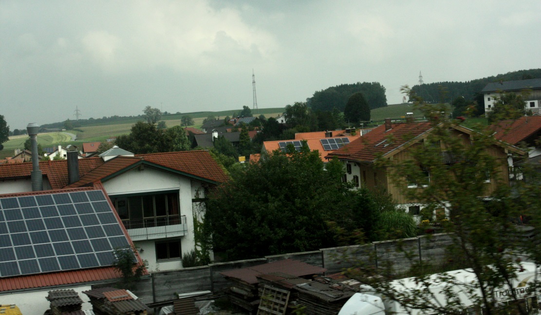 Solar panels abound on the roofs