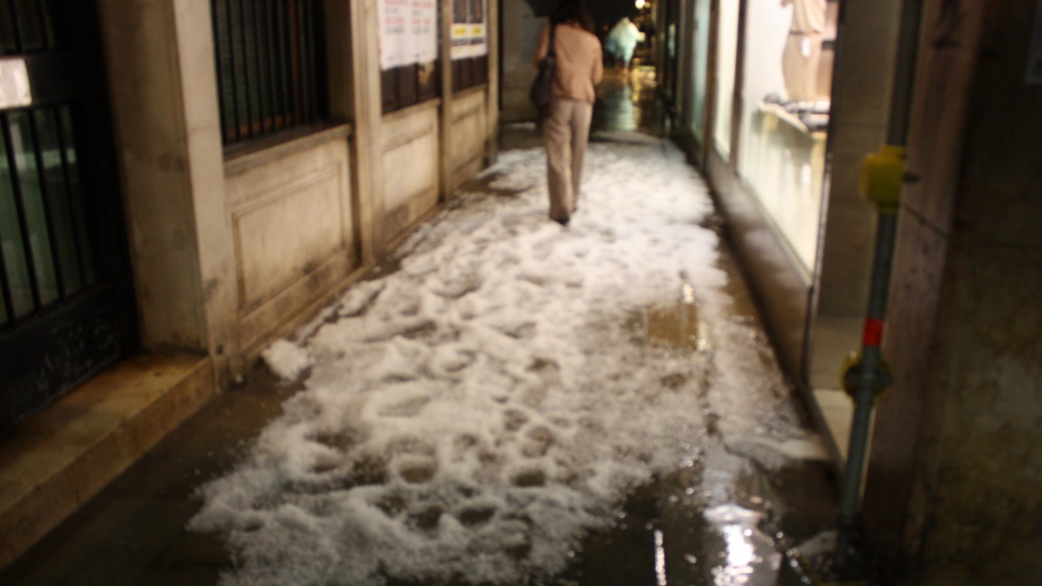 The hail accumulated about 2 inches deep