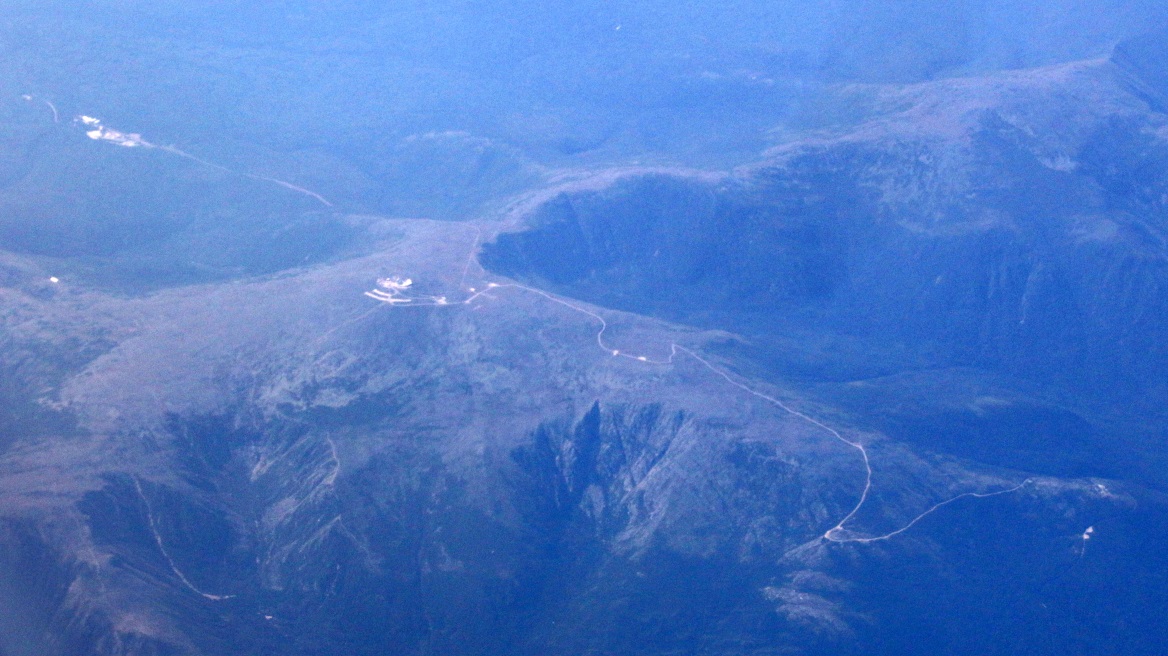 Closer view of the structures at the top of Mt. Washington