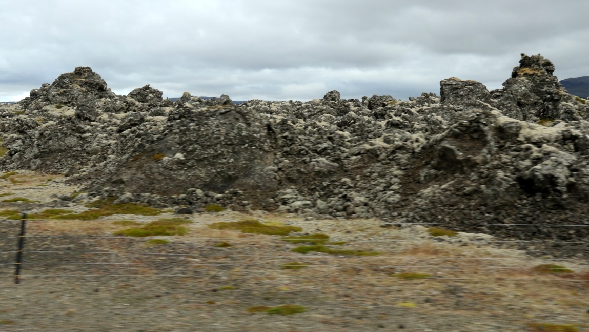 Route 54 enters a lava field