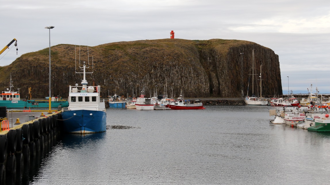 Stykkisholmur marina with the lighthouse