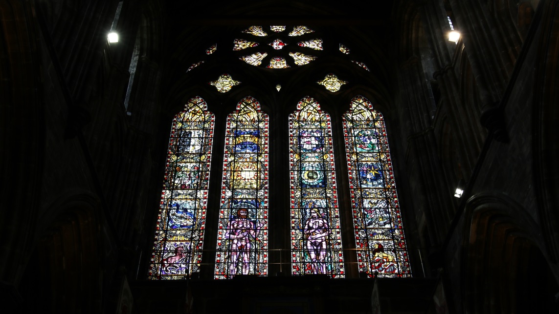 Intricately detailed stained glass