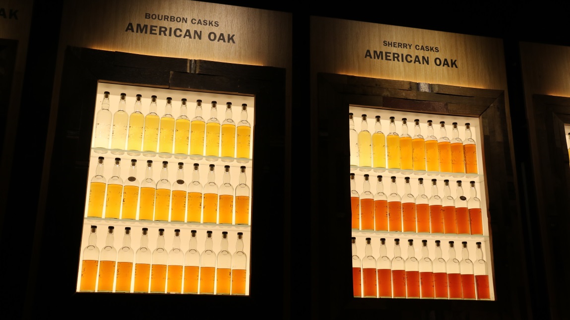 Aging whiskey display