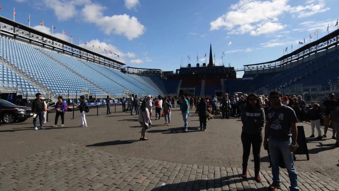 Exit through the temporary stadium