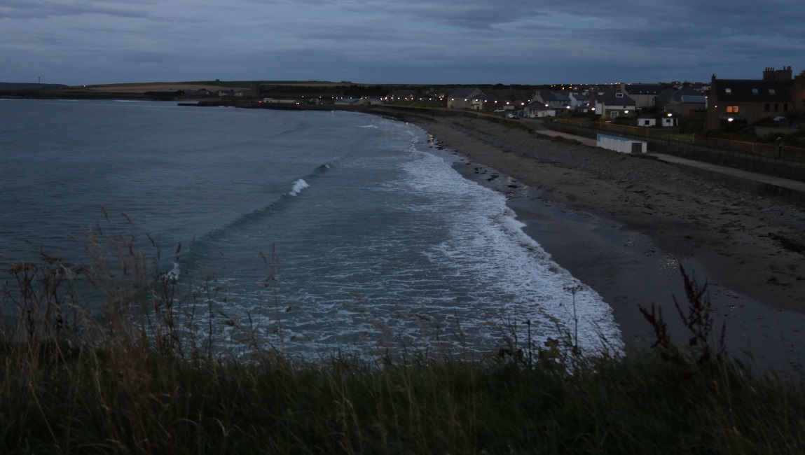 Night view of Thurso beach