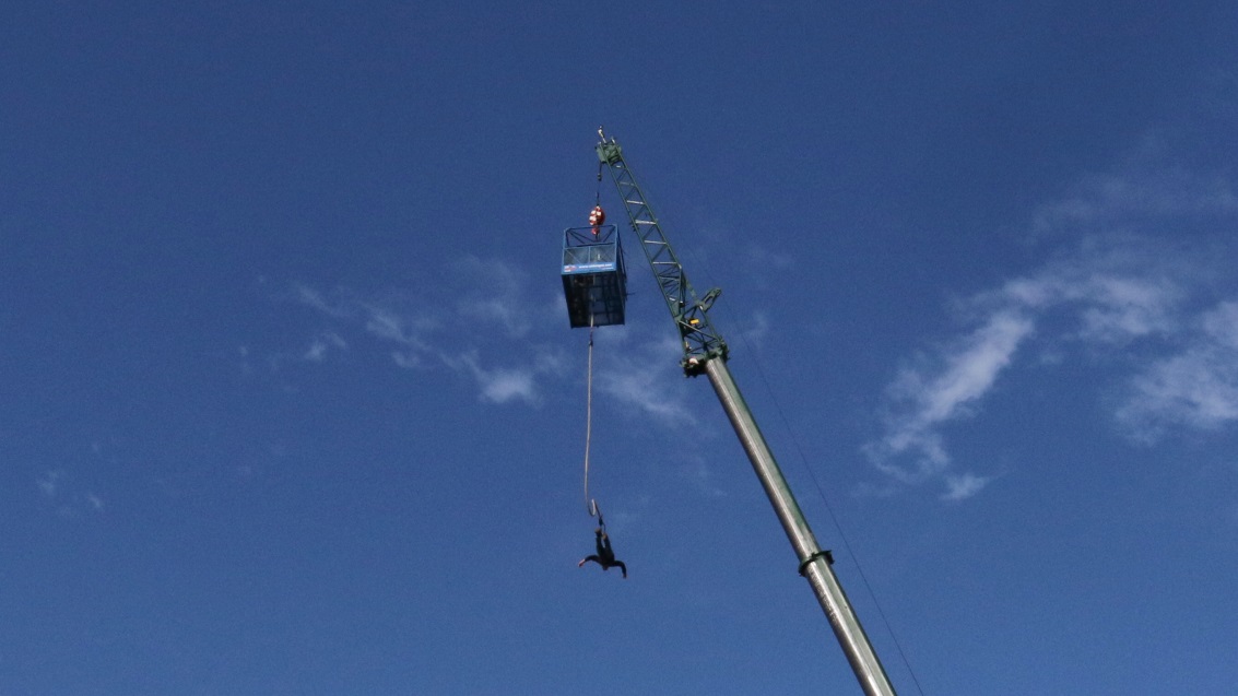 Jumping from a tall crane