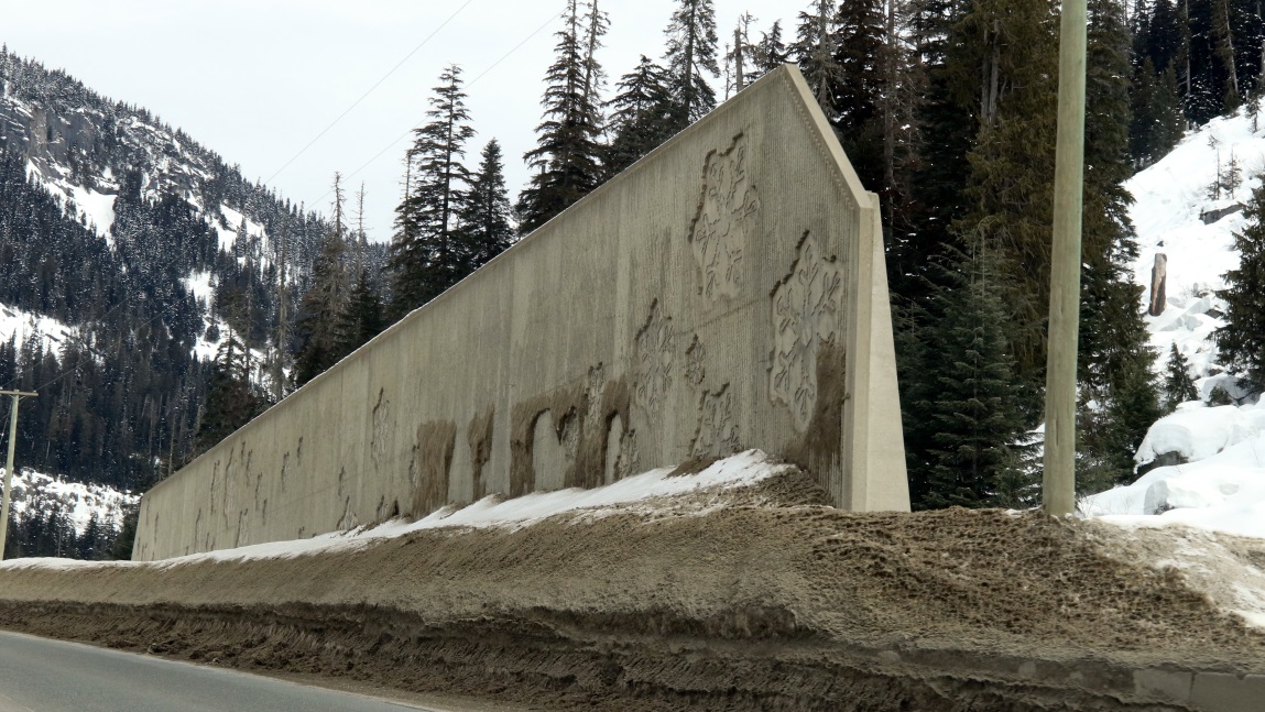 Avalanche barricade on the Coquihalla Highway 17 miles North of Hope