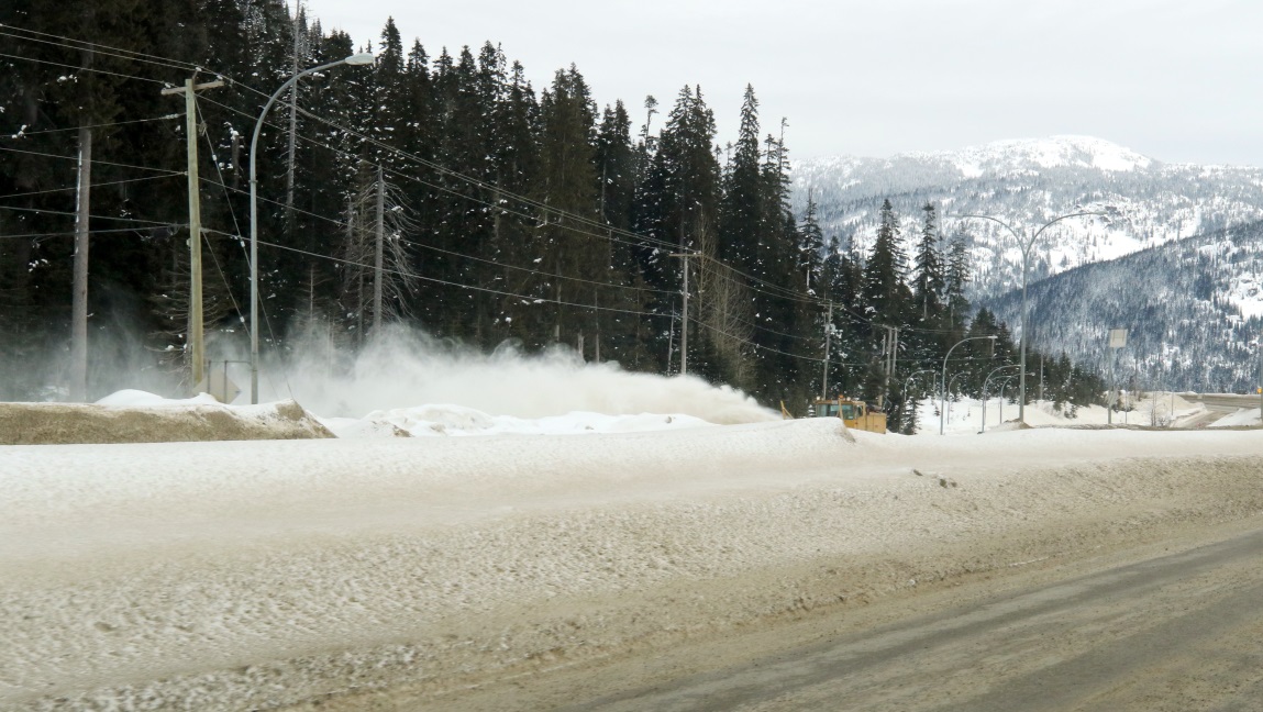 Blowing snow on the Coquihalla Highway 29 miles North of Hope