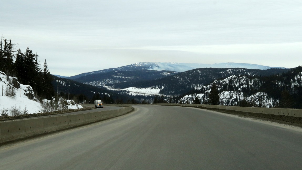 Coquihalla Highway continues to decend 45 miles North of Hope