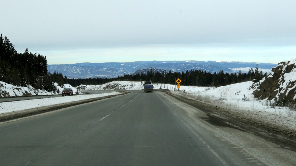 The Coquihalla Highway decends ten miles South of Kamloops