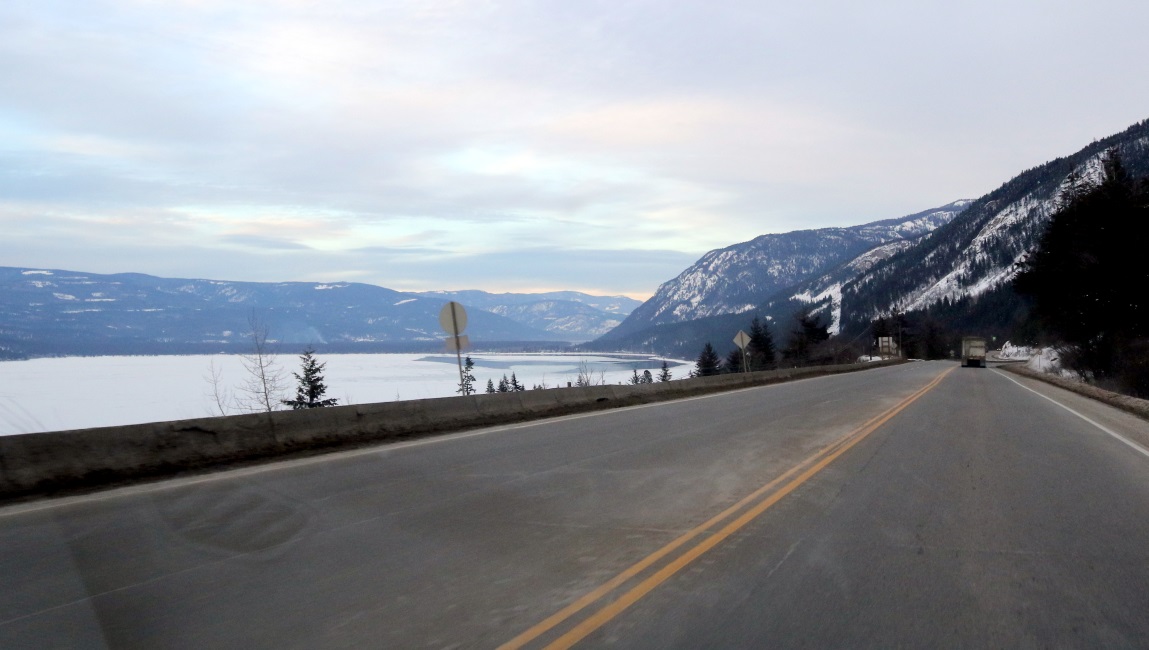 Passing Little Shuswap Lake on the Trans-Canada Highway
