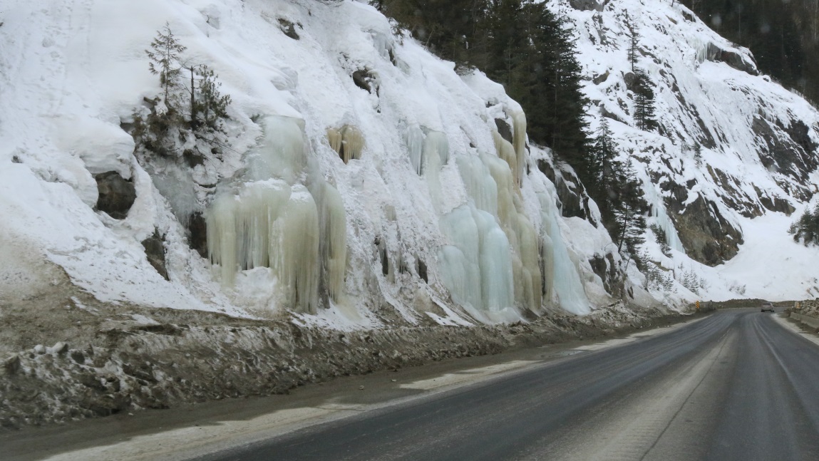 Roadside icefall on the Trans-Canada Highway