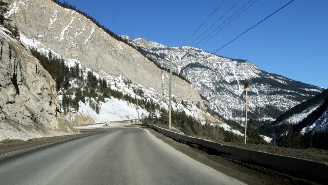 Rock nets on the Trans-Canada Highway