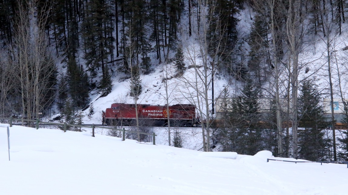 Train passing a rest area