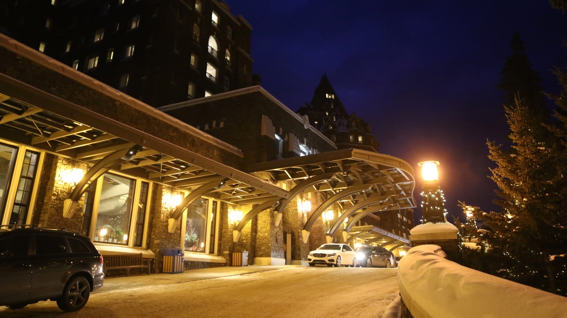 Main entrance to the Fairmont Banff Springs Hotel