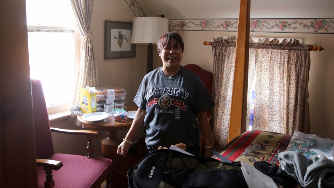 Angelita showing her new shirt