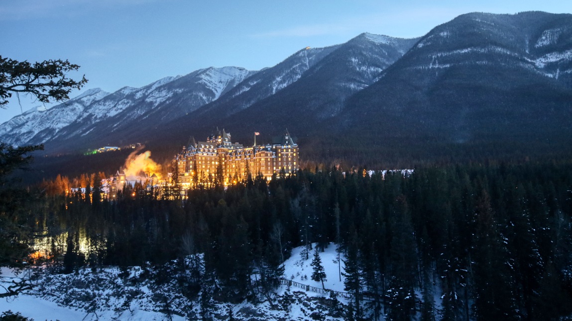 Fairmont Banff Springs Hotel from Surprise Corner viewpoint